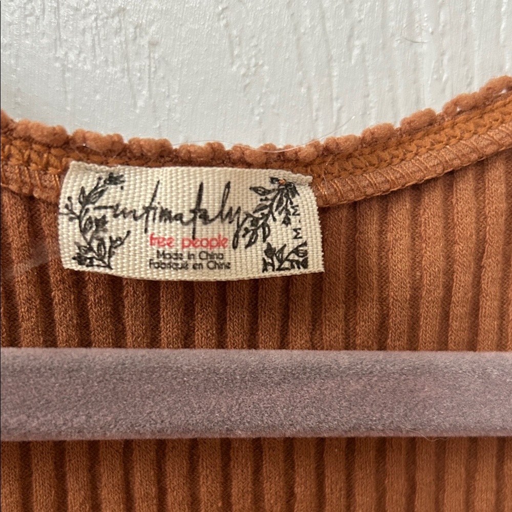 Free People Rust Ribbed Button-Front Tank Top - Picture 2 of 5